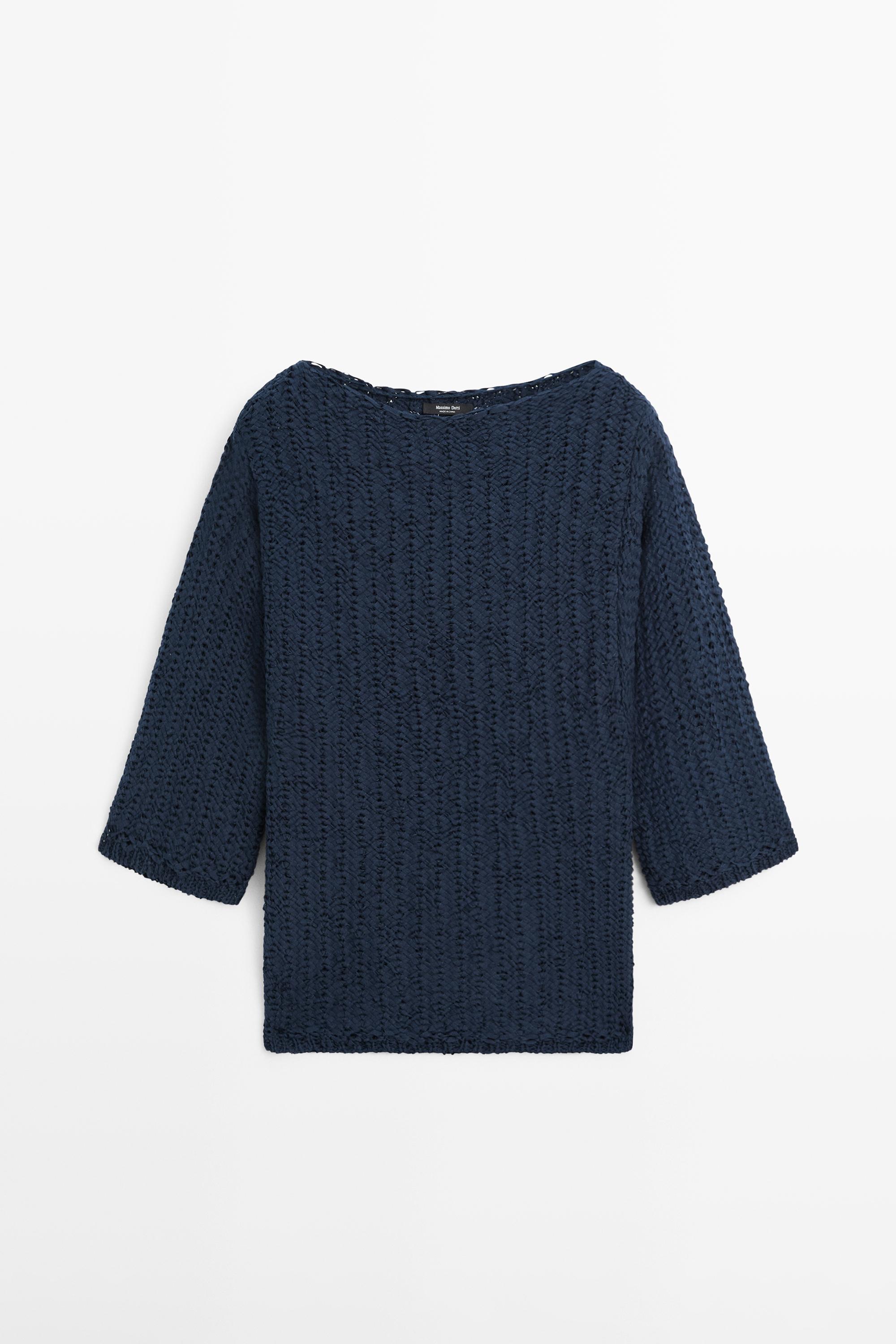 Pull en maille structurée de coton mélangé